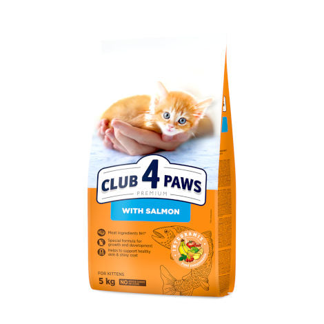 Club 4 Paws Kitten Salmon - Суха Храна за Подрастващи Котки до 1 година със Сьомга 5 кг