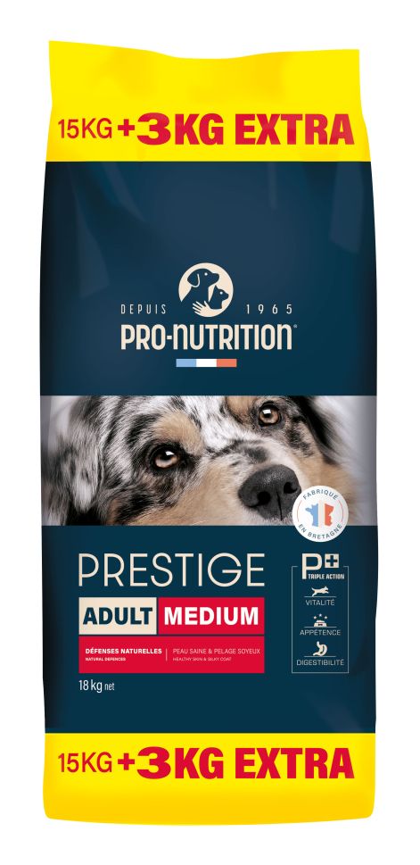 Prestige Dog Adult Medium Breed - Храна за Кучета от Средни Породи с Пиле, Пуйка и Свинско 15+3 кг