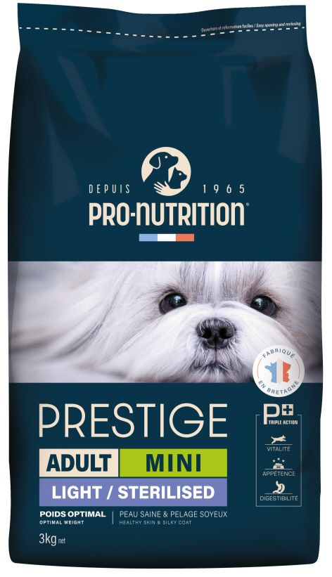 Prestige Dog Mini Adult Sterilised - Храна за Кастрирани Кучета от Дребни Породи с Пиле, Пуйка и Свинско 3 кг