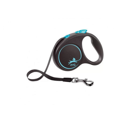 Flexi Black Design L - Автоматичен Регулируем Повод с Лента 5 м, за Кучета до 50 кг