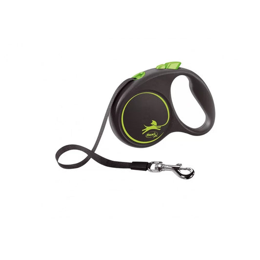 Flexi Black Design M - Автоматичен Регулируем Повод с Лента 5 м, за Кучета до 25 кг