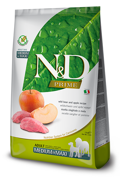 N&D Dog Prime Medium Maxi Wild Boar / Суха Кучешка Храна с Глиган 2.5 кг / 12 кг