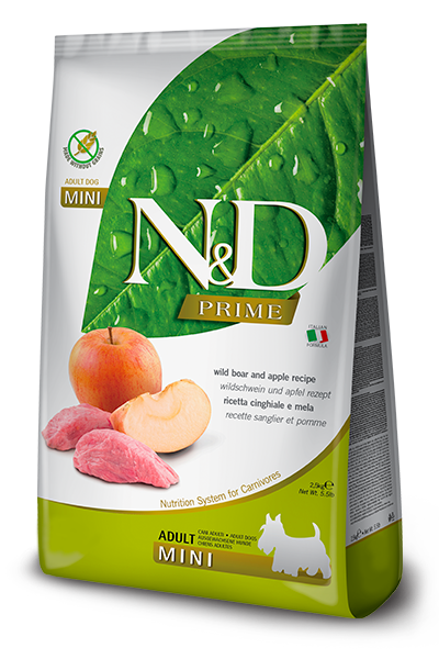N&D Dog Prime Mini Wild Boar / Суха Кучешка Храна с Глиган 2.5 кг / 7 кг