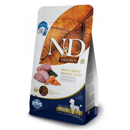 N&D Brown Dog Spirulina Adult Lamb / Суха Храна за Пораснали Кучета с Кафява Козина с Агне и Морков 2 кг / 5 кг / 7 кг