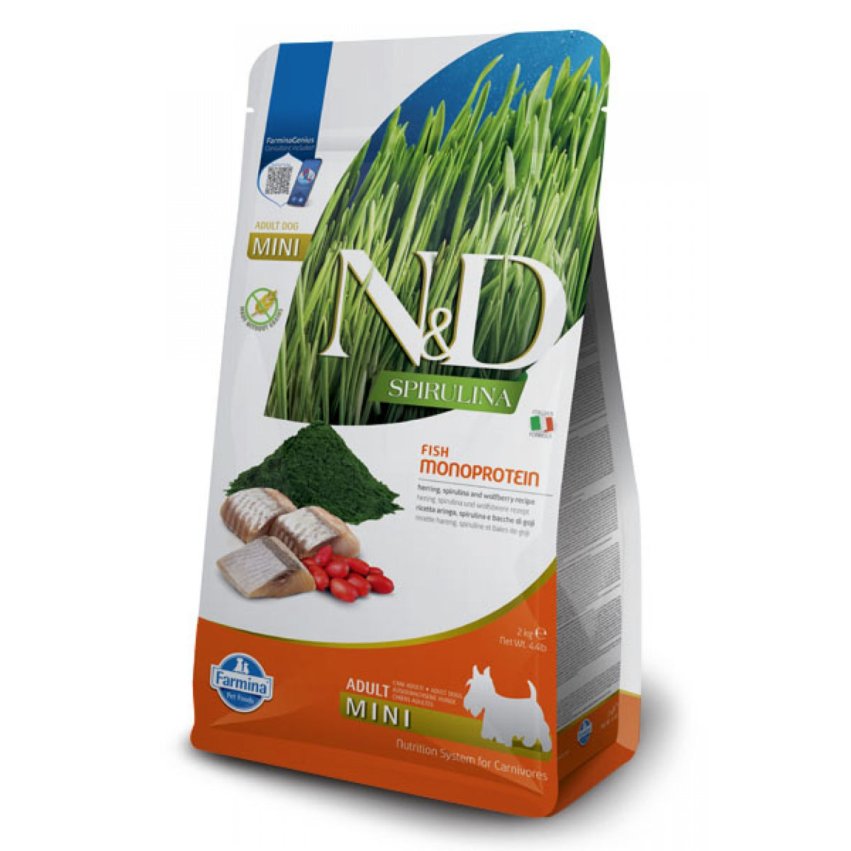 N&D Dog Spirulina Mini Herring / Суха Кучешка Храна с Херинга и Спирулина 2 кг