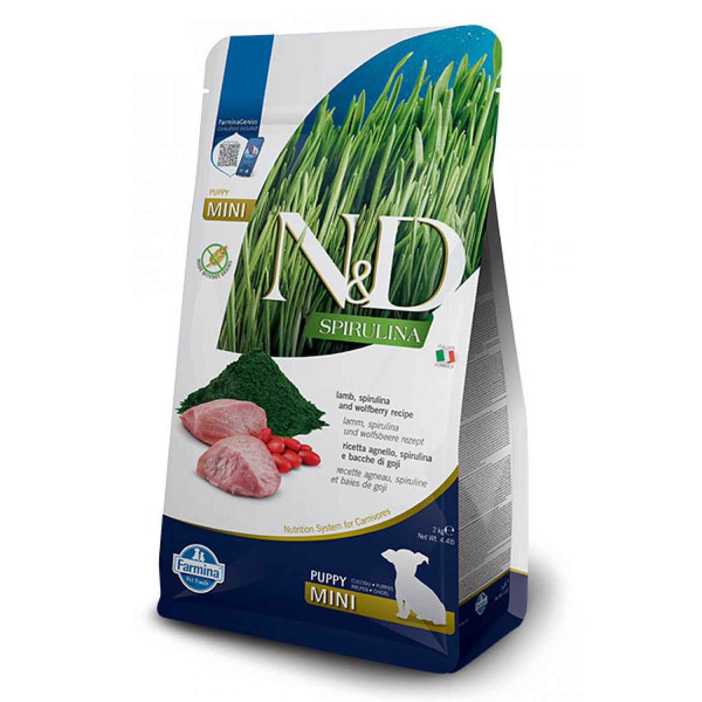 N&D Dog Spirulina Puppy Mini Lamb / Суха Храна за Подрастващи Кученца с Агне и Спирулина 7 кг