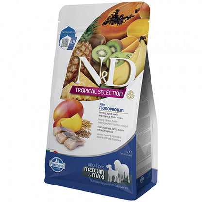 N&D Dog Tropical Medium Maxi Herring / Кучешка Монопротеинова Храна с Тропически плодове и Херинга 10 кг