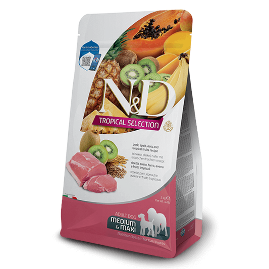 N&D Dog Tropical Medium Maxi Pork / Кучешка Храна с Тропически плодове и Свинско 10 кг