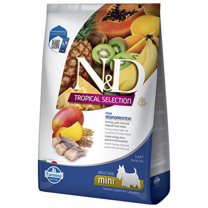 N&D Dog Tropical Mini Herring / Кучешка Монопротеинова Храна с Тропически плодове и Херинга 5 кг
