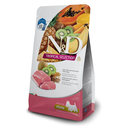 N&D Dog Tropical Mini Pork / Кучешка Храна с Тропически плодове и Свинско 5 кг
