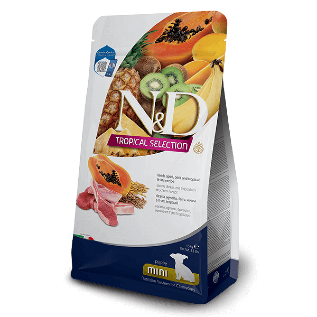 N&D Dog Tropical Mini Puppy Lamb / Храна за Подрастващи Кученца с Тропически плодове и Агне 5 кг
