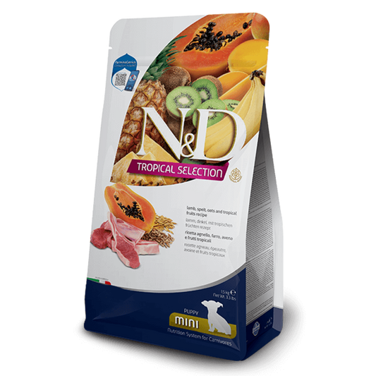 N&D Dog Tropical Mini Puppy Lamb / Храна за Подрастващи Кученца с Тропически плодове и Агне 5 кг