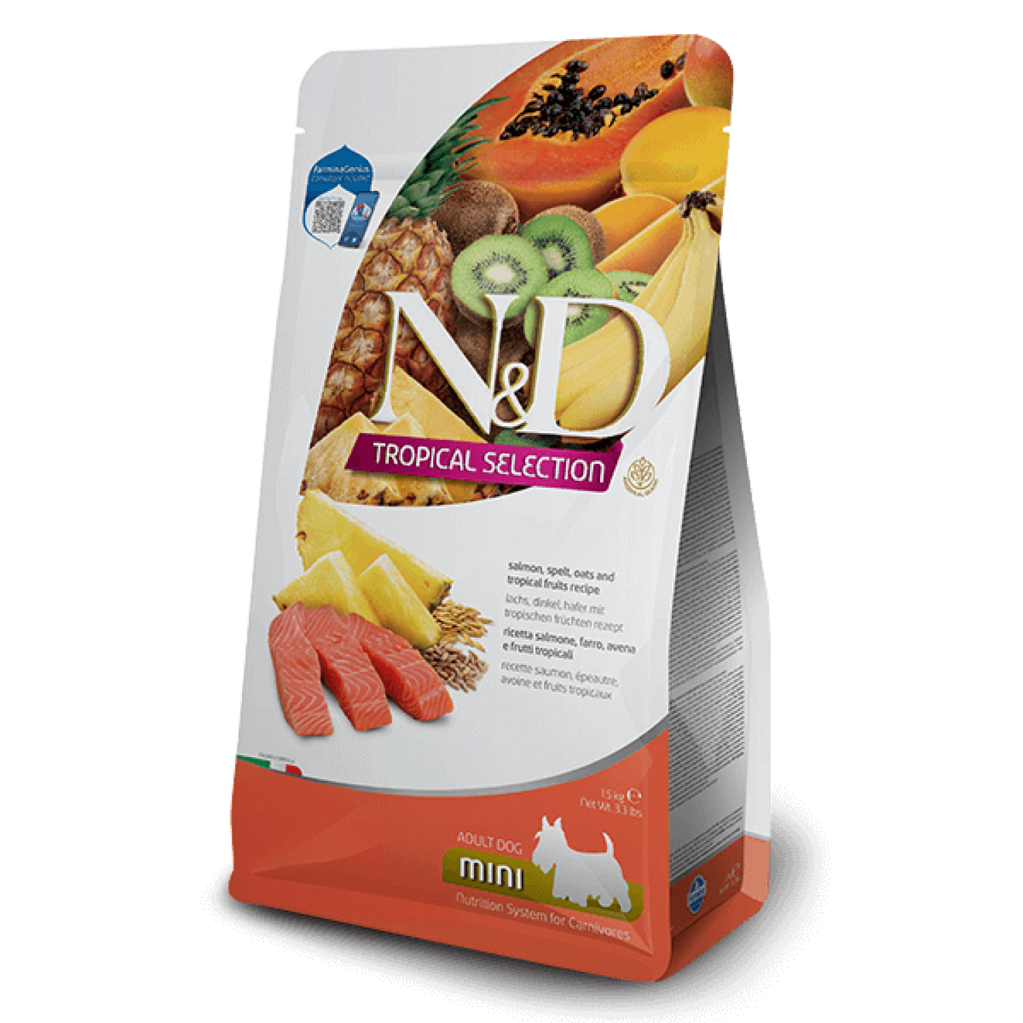 N&D Dog Tropical Mini Salmon / Кучешка Храна с Тропически плодове и Сьомга 5 кг