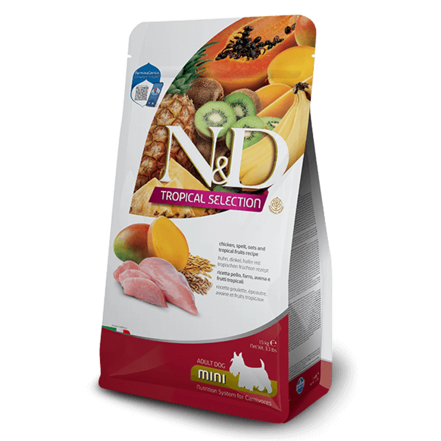 N&D Dog Tropical Mini Chicken / Кучешка Храна с Тропически плодове и Пиле 5 кг