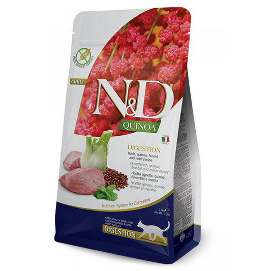 N&D Cat Quinoa Lamb Digestion / Пълноценна Храна за Котки с Чувствителен Стомах с Агне 1.5 кг