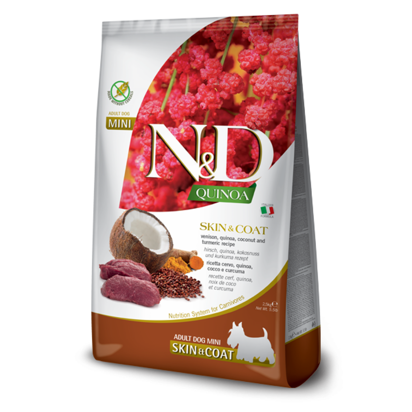 N&D Dog Quinoa Skin and Coat Venison / Кучешка Храна за Кожа и Козина с Елен 2.5 кг / 7 кг