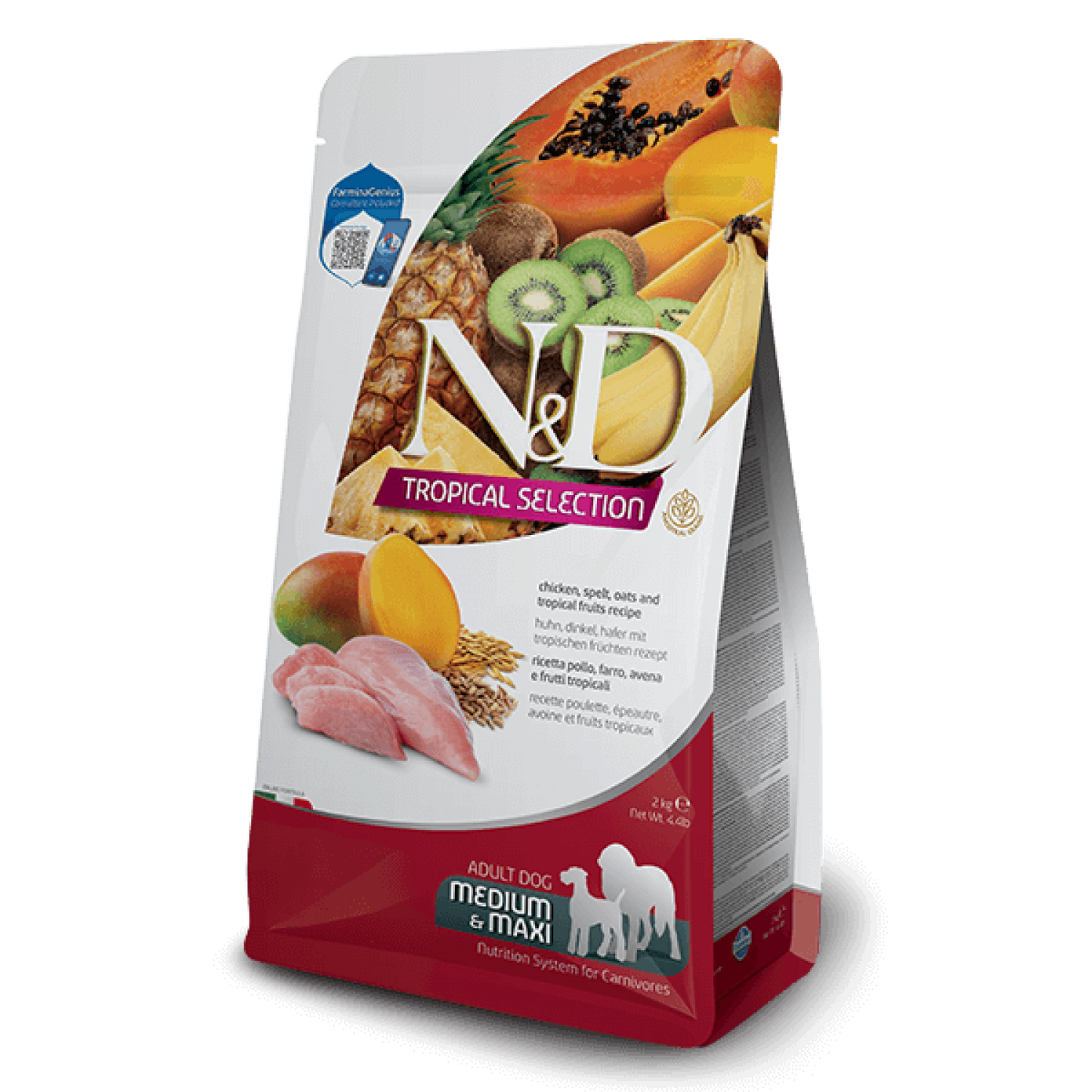 N&D Dog Tropical Medium Maxi Chicken / Кучешка Храна с Тропически плодове и Пиле 10 кг