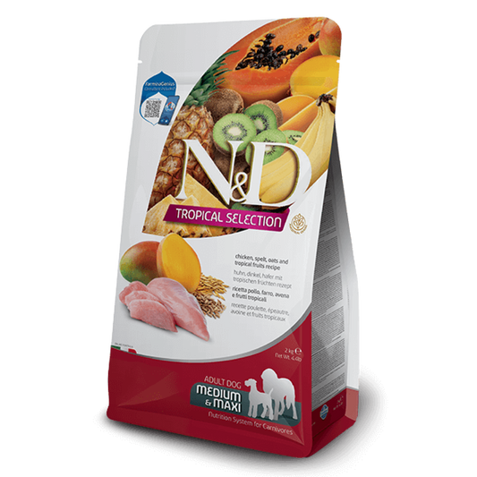 N&D Dog Tropical Medium Maxi Chicken / Кучешка Храна с Тропически плодове и Пиле 10 кг