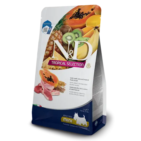 N&D Dog Tropical Mini Lamb / Кучешка Храна с Тропически плодове и Агне 5 кг