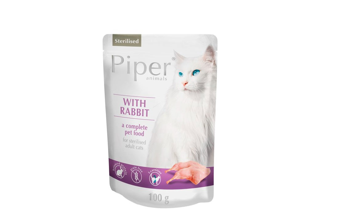 Piper Cat Sterilised пауч за котки със заек 100 гр