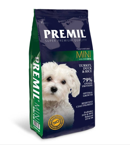 Premil Dog Mini - за пораснали кучета над 1 година от Дребни Породи с Пуйка и Патица 15 кг