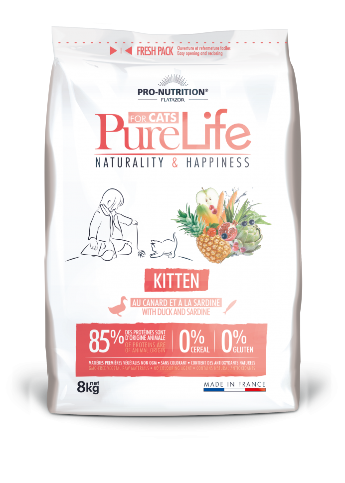 Pure Life Kitten - Храна за Бебета Котенца под 1 година с Патица и Сардини 2кг/8 кг