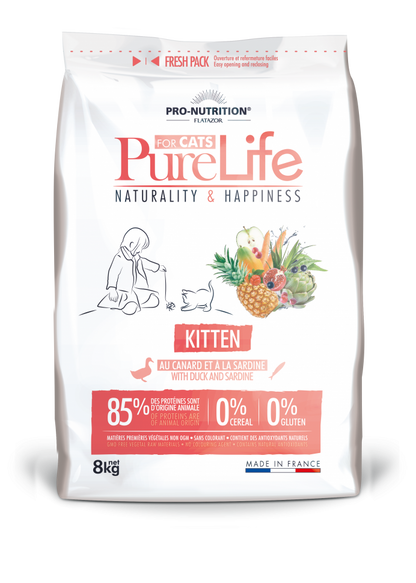 Pure Life Kitten - Храна за Бебета Котенца под 1 година с Патица и Сардини 2кг/8 кг