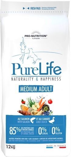 Pure Life Dog Medium Adult Храна за Кучета от Средни Породи с Патица и Сьомга 2кг/12 кг