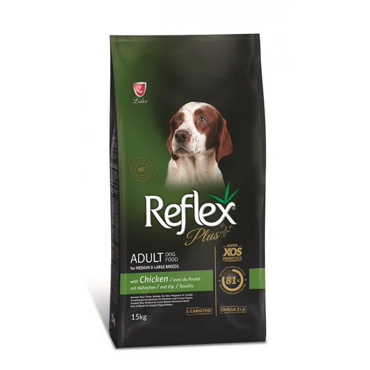 Reflex Dog Medium Large Adult Chicken - Суха Храна за Пораснали Кучета над 1 година с Пиле 15 кг