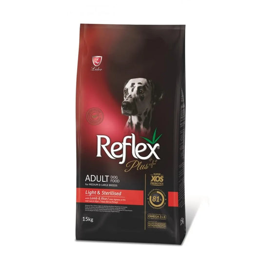 Reflex Dog Light and Sterilised - Нискокалорична Суха Храна за Кастрирани Кучета от Средни и Едри Породи с Агне 15 кг