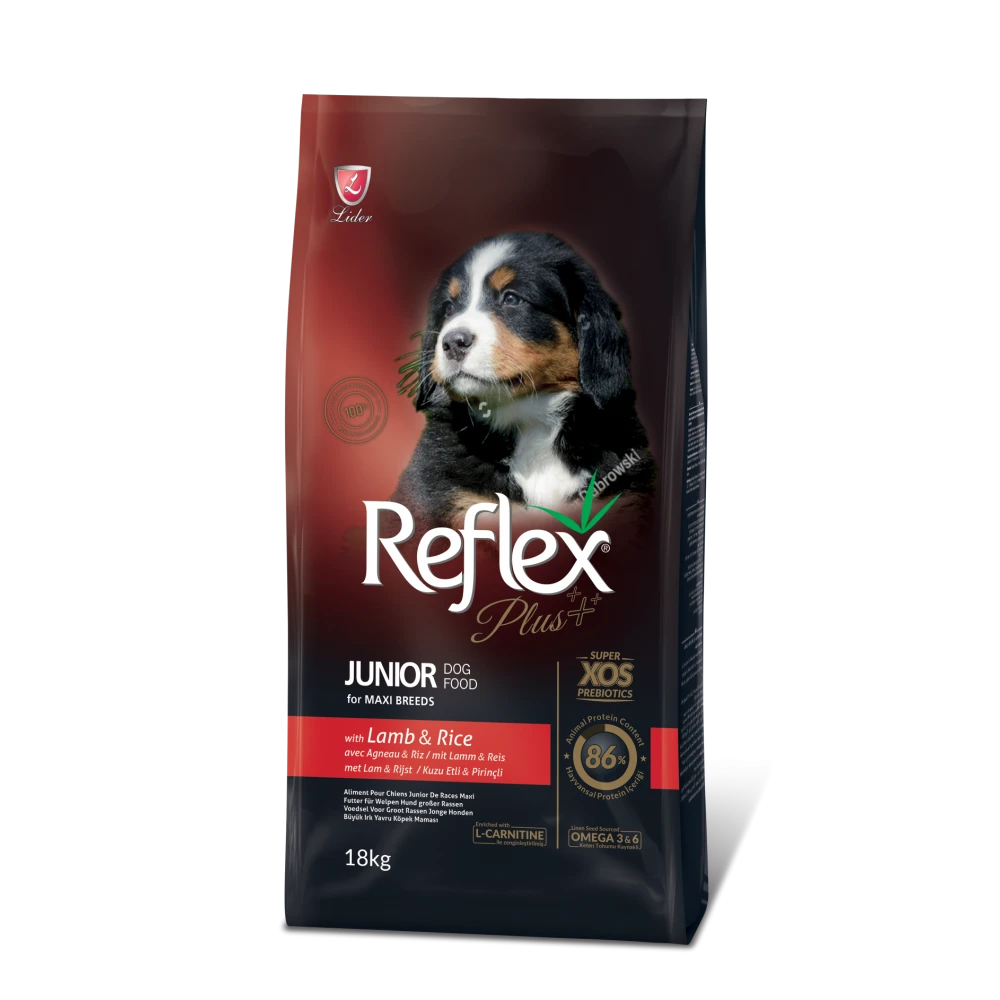 Reflex Dog Large Junior Lamb - Суха Храна за Подрастващи Кучета под 1.5 година от Едри Породи с Агне 15+3 кг (18 кг)
