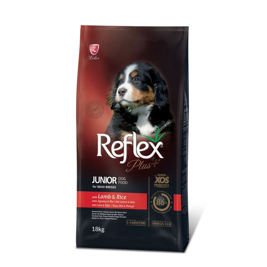Reflex Dog Large Junior Lamb - Суха Храна за Подрастващи Кучета под 1.5 година от Едри Породи с Агне 15+3 кг (18 кг)