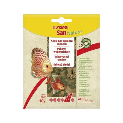 sera San Nature - Натурална Храна за Оцветяване на Всички Рибки, 10 гр / 2 кг (10 000мл)