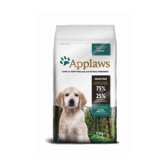 Applaws Puppy Small and Medium Chicken - Храна за Кучета от Дребни и Средни Породи със 75% Пиле без Зърнени Култури 2 кг/ 7.5 кг