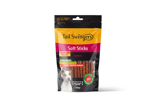 Tail Swingers Soft Sticks Ostrich - Лакомство за Куче Меки Пръчици от Щраус 100 гр
